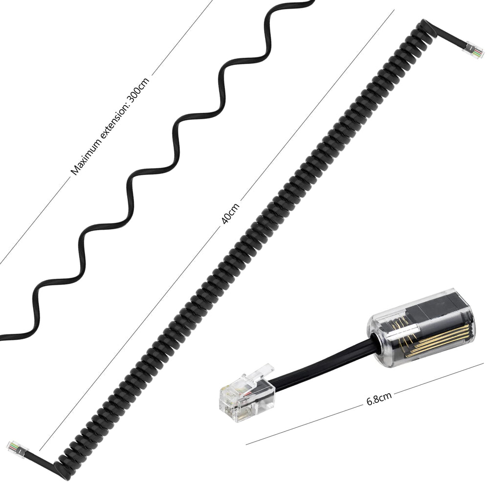 BLUESEABUY Telephone Handset Spiral Cable 360° Anti-Tangle