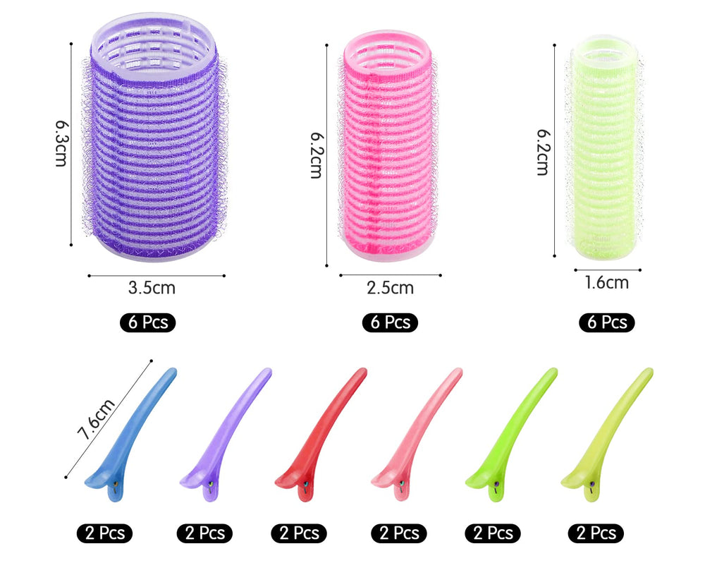 BLUESEABUY 30 Piece Large Hair Rollers Self-Grip Set
