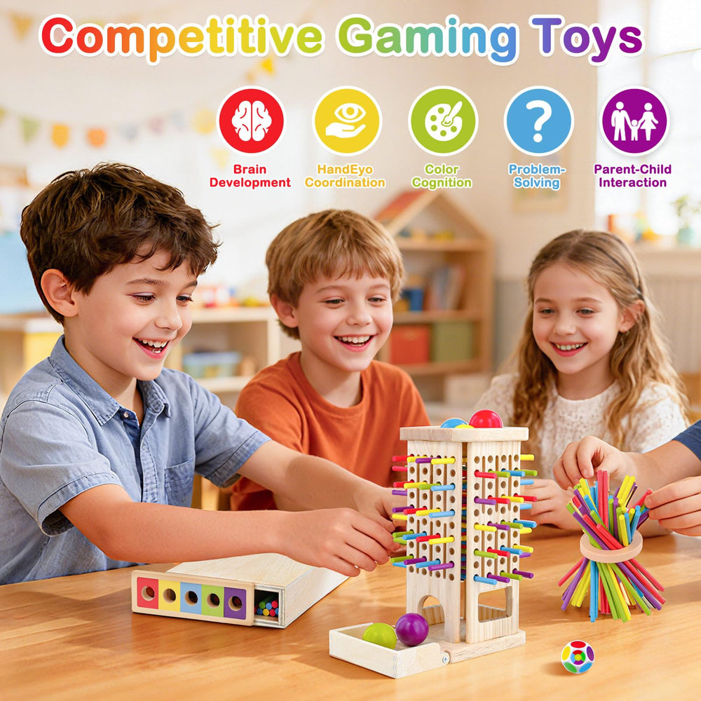 BLUESEABUY 3-in-1 Montessori Wooden Board Game