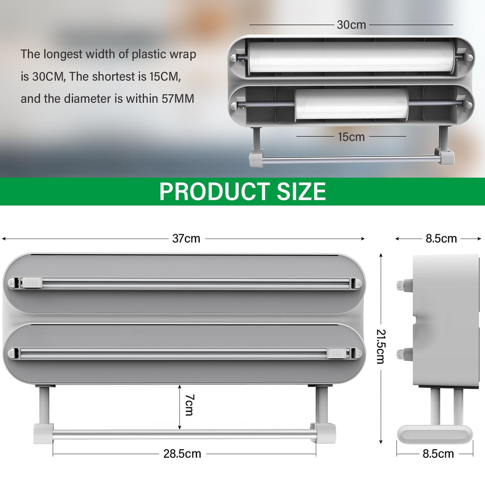 BLUESEABUY 3 in 1 Cling Film Dispenser