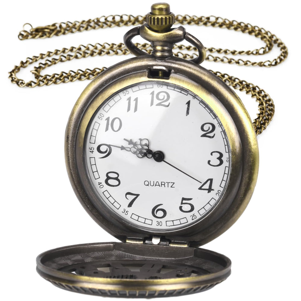 LUCKYKODOR Vintage Retro Quartz Pocket Watch Men