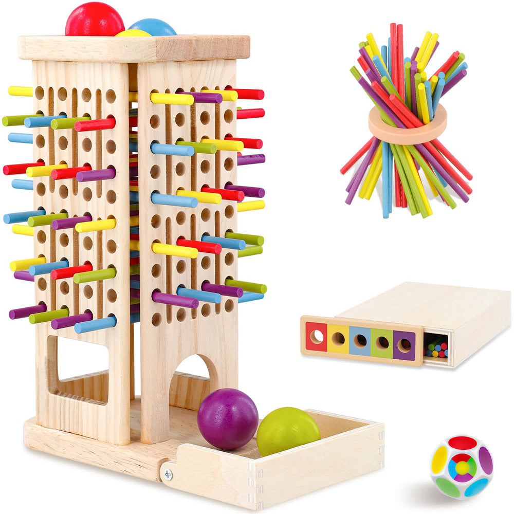 BLUESEABUY 3-in-1 Montessori Wooden Board Game