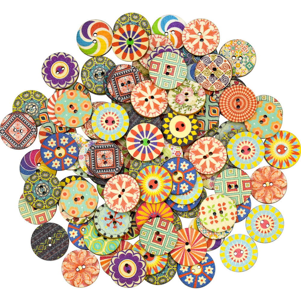 LUCKYKODOR Pack of 100 Mixed Colourful Buttons