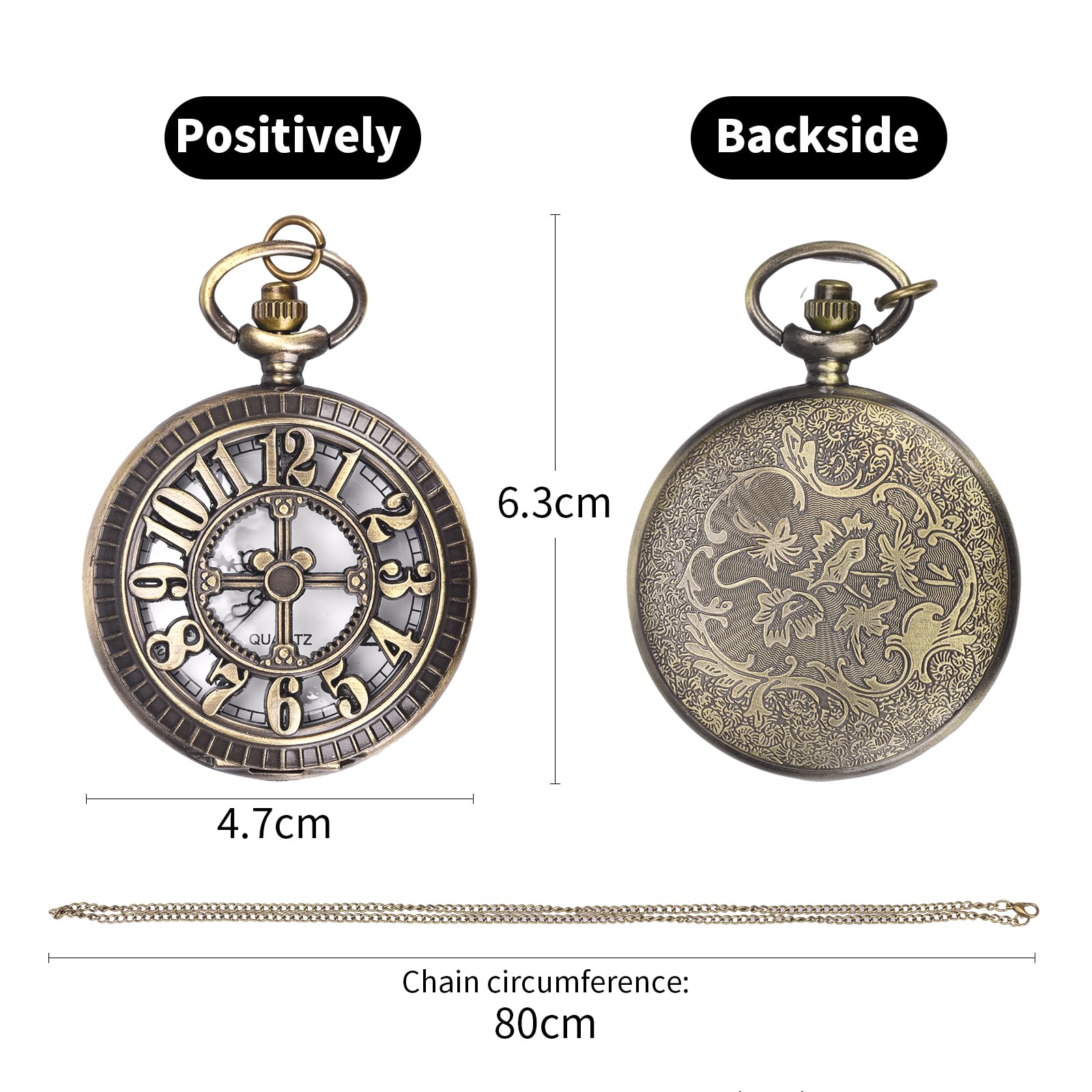 LUCKYKODOR Vintage Retro Quartz Pocket Watch Men