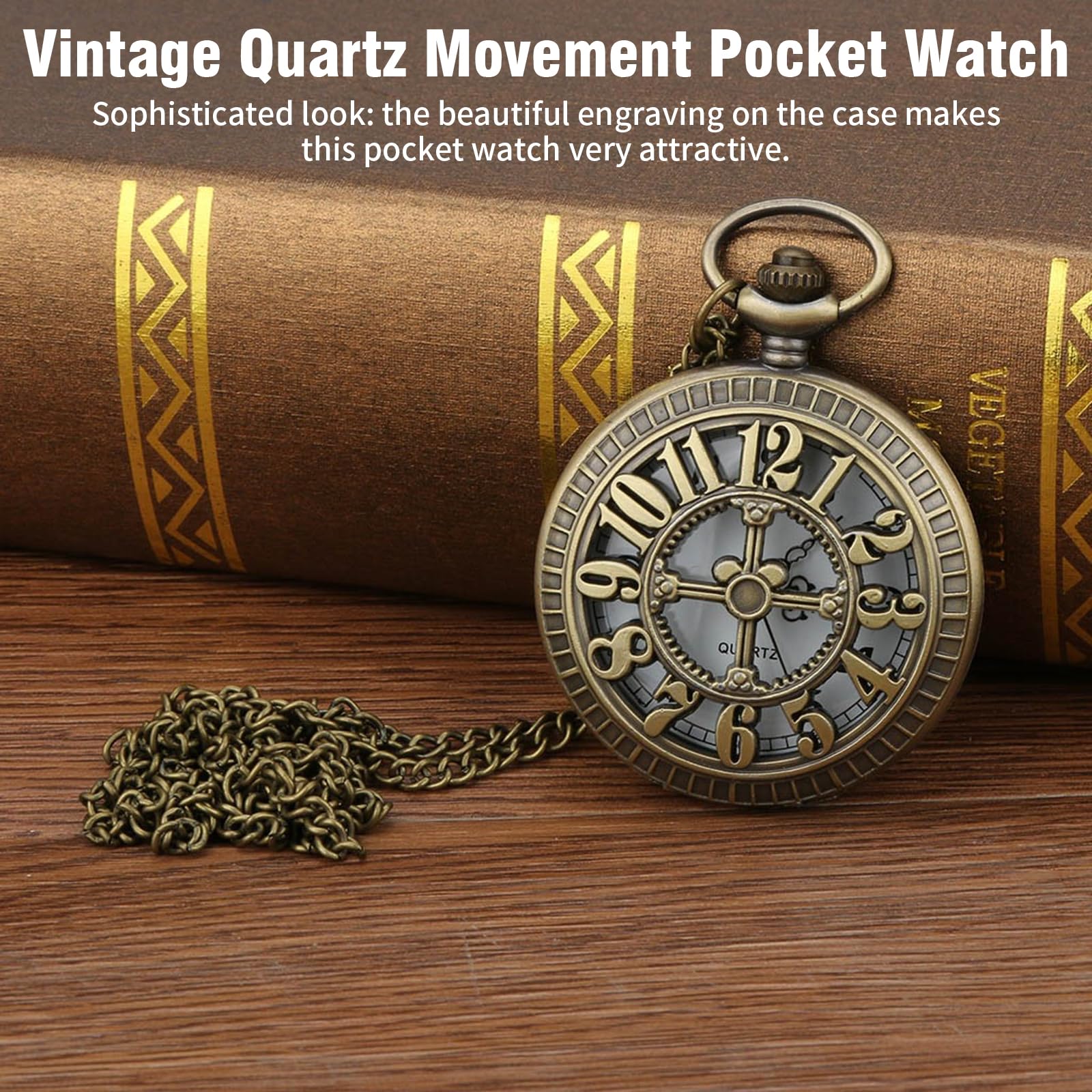 LUCKYKODOR Vintage Retro Quartz Pocket Watch Men