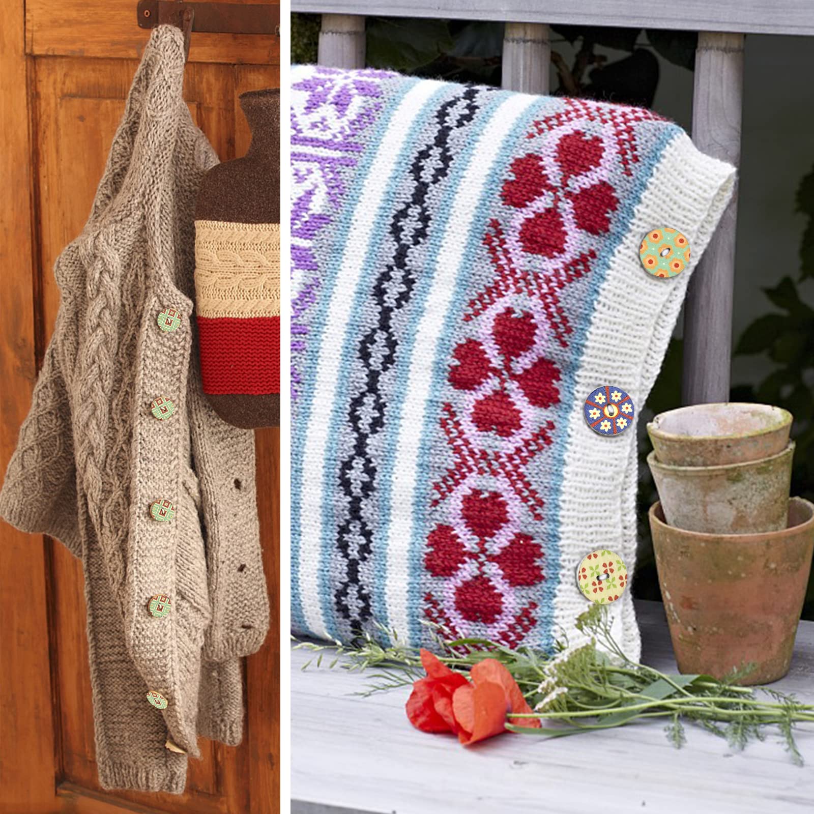 LUCKYKODOR Pack of 100 Mixed Colourful Buttons