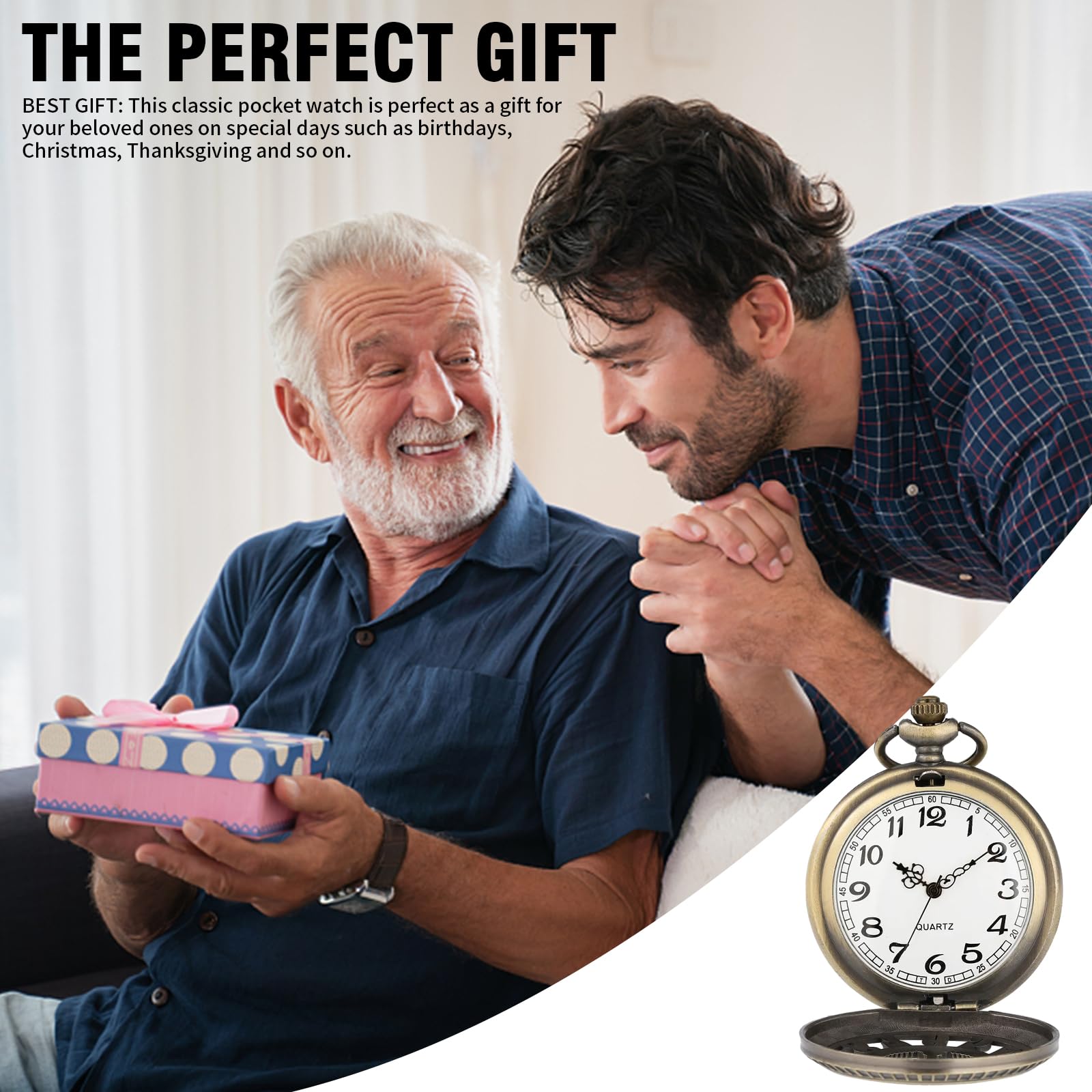 LUCKYKODOR Vintage Retro Quartz Pocket Watch Men