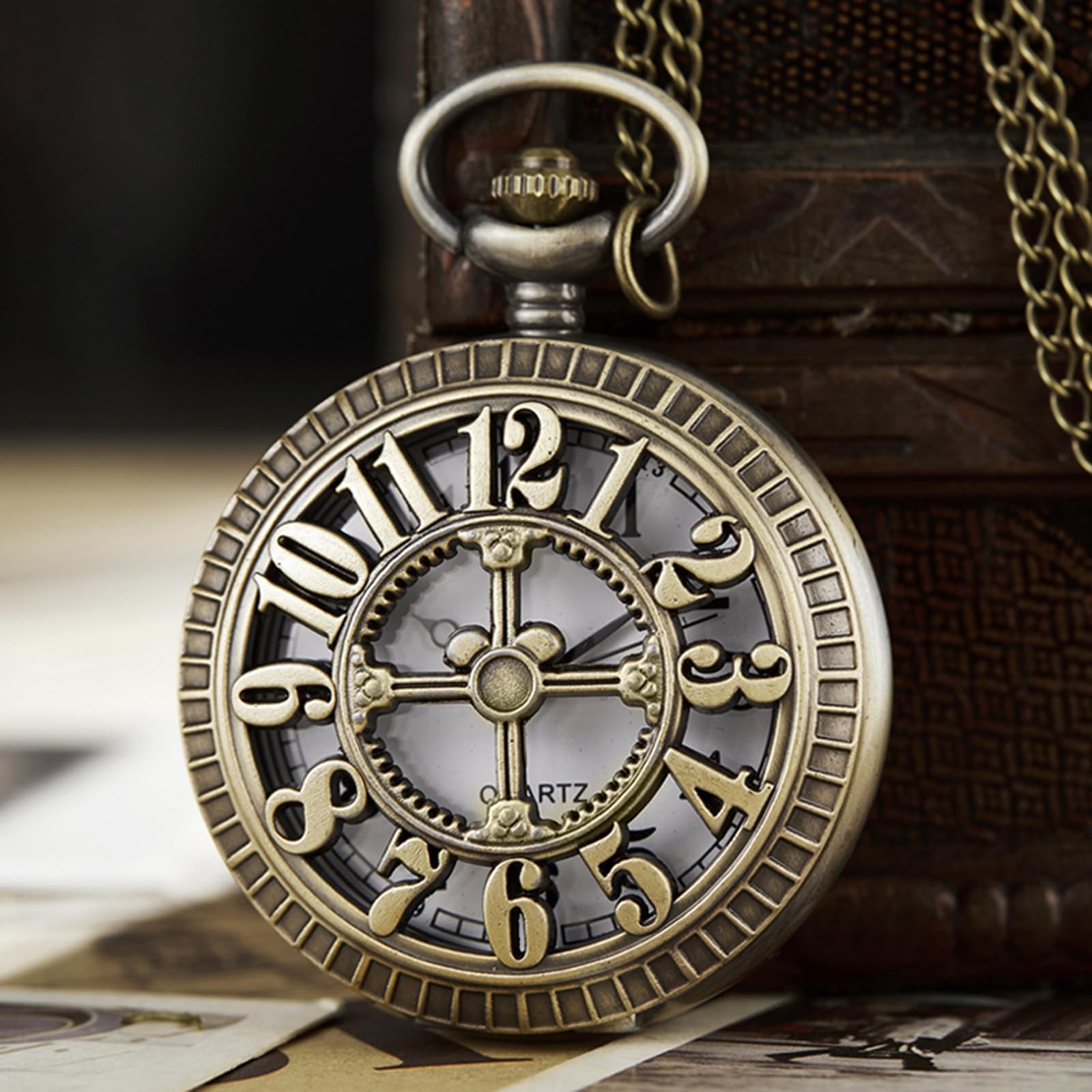 LUCKYKODOR Vintage Retro Quartz Pocket Watch Men