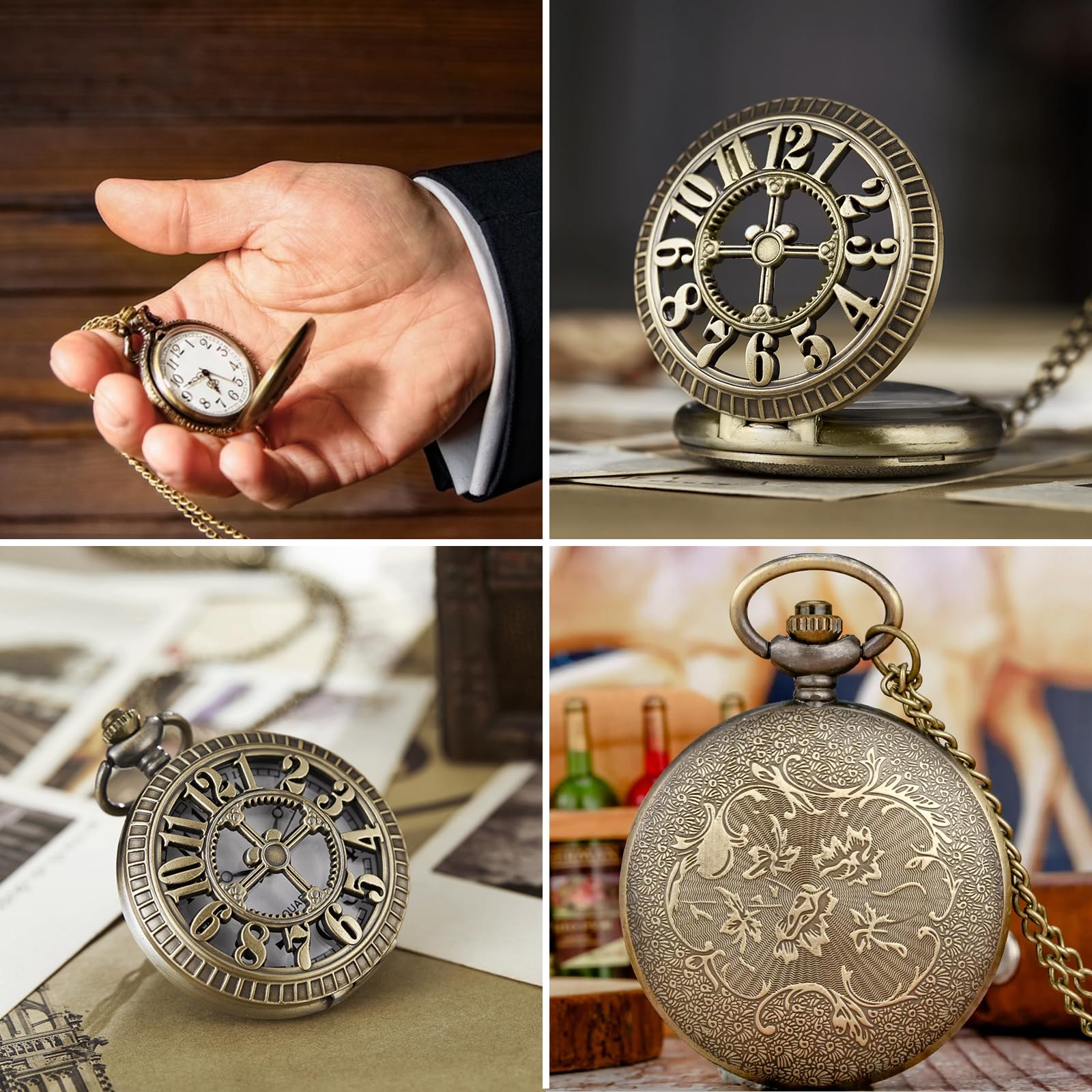 LUCKYKODOR Vintage Retro Quartz Pocket Watch Men